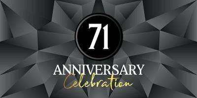 71 Jahr Jahrestag Feier Logo Design Weiß und Gold Farbe auf elegant schwarz Hintergrund Vektor Kunst abstrakt Hintergrund Vektor