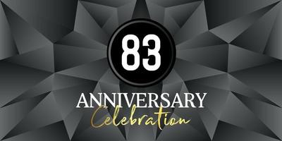 83 Jahr Jahrestag Feier Logo Design Weiß und Gold Farbe auf elegant schwarz Hintergrund Vektor Kunst abstrakt Hintergrund Vektor