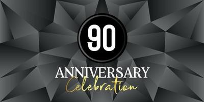 90 Jahr Jahrestag Feier Logo Design Weiß und Gold Farbe auf elegant schwarz Hintergrund Vektor Kunst abstrakt Hintergrund Vektor