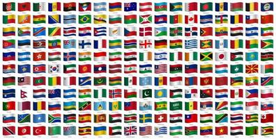 Allt värld länder officiell nationell flaggor vektor