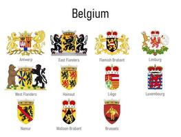täcka av vapen av de provinser av Belgien, Allt belgisk regioner emblem vektor