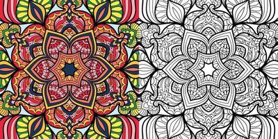 doodle mandala målarbok sida för vuxna och barn. vit och svart rund dekorativ. orientaliska antistressterapimönster. abstrakt zen trassel. yoga meditation vektor illustration.