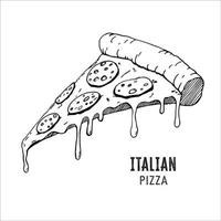 vektor italienska pizza hand ritade. skiss illustration.