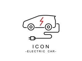 vektor illustration av elektrisk driven bil och laddning punkt ikoner eller logotyp stil.