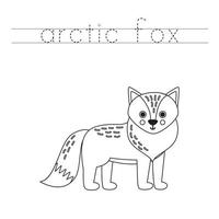 Spur das Briefe und Farbe Karikatur Arktis Fuchs. Handschrift trainieren zum Kinder. vektor