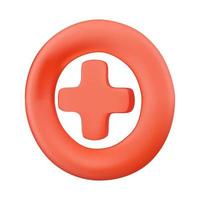 medicinsk korsa i en röd cirkel. 3d medicinsk ikon vektor