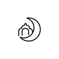 Mond und Moschee Zeichen Symbol. Vektor Illustration.