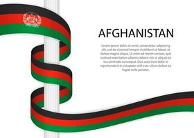 vinka band på Pol med flagga av afghanistan. mall för ind vektor