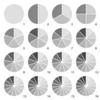 uppsättning av runda grafisk paj diagram ikoner. vektor