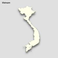 3d isometrisk Karta av vietnam isolerat med skugga vektor