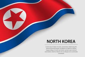 Welle Flagge von Norden Korea auf Weiß Hintergrund. Banner oder Band v vektor