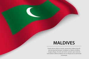 Welle Flagge von Malediven auf Weiß Hintergrund. Banner oder Band vect vektor