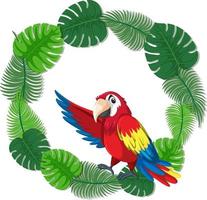 runda gröna blad banner mall med en papegoja fågel vektor