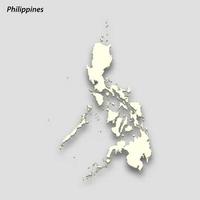 3d isometrisch Karte von Philippinen isoliert mit Schatten vektor