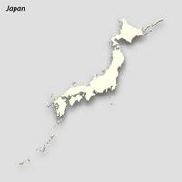 3d isometrisk Karta av japan isolerat med skugga vektor