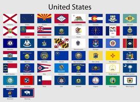 einstellen Flaggen von das Zustände von USA , alle vereinigt Zustände Regionen Flagge vektor