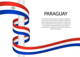 vinka band på Pol med flagga av paraguay. mall för indepe vektor