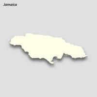 3d isometrisk Karta av jamaica isolerat med skugga vektor