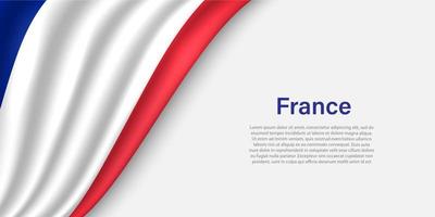 Welle Flagge von Frankreich auf Weiß Hintergrund. vektor