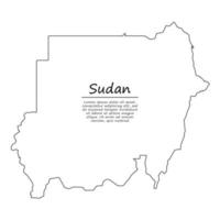 enkel översikt Karta av Sudan, i skiss linje stil vektor