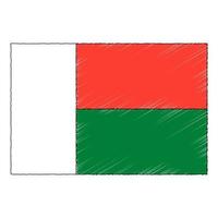 Hand gezeichnet skizzieren Flagge von Madagaskar. Gekritzel Stil Symbol vektor