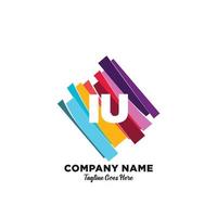 iu första logotyp med färgrik mall vektor