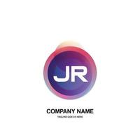 jr första logotyp med färgrik cirkel mall vektor