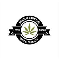 Jahrgang Marihuana Cannabis Hanf Topf Blatt mit Hexagon Rahmen zum thc cbd Anbau Logo Design vektor