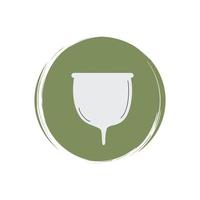 süß Logo oder Symbol Vektor mit ökologisch Menstruation- Tasse, Illustration auf Kreis mit Bürste Textur, zum Sozial Medien Geschichte und Highlights