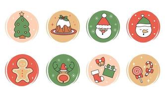 Vektor einstellen von Logo Design Vorlagen, Symbole und Abzeichen zum Sozial Medien Markieren mit süß Weihnachten Symbole