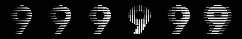 einstellen Zahlen neun 9 Logo Linien abstrakt modern Kunst Vektor Illustration