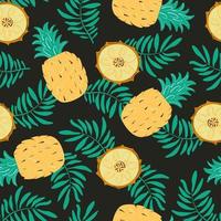 nahtloses Muster mit Ananas, Scheiben und Palmblättern. exotischer Vektorhintergrund vektor