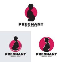 uppsättning av gravid kvinna logotyp design vektor