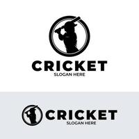 Kricket Spieler Logo Design Vorlage vektor