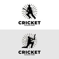 Kricket Spieler Logo Design Vorlage vektor