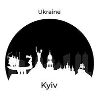 natt kyiv full måne, silhuett av de huvudstad av ukraina. vektor illustration