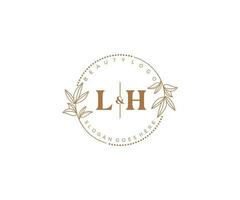 Initiale lh Briefe schön Blumen- feminin editierbar vorgefertigt Monoline Logo geeignet zum Spa Salon Haut Haar Schönheit Boutique und kosmetisch Unternehmen. vektor