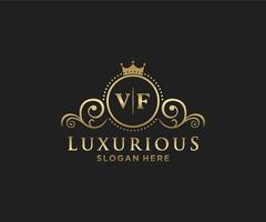 Royal Luxury Logo-Vorlage mit anfänglichem vf-Buchstaben in Vektorgrafiken für Restaurant, Lizenzgebühren, Boutique, Café, Hotel, Heraldik, Schmuck, Mode und andere Vektorillustrationen. vektor