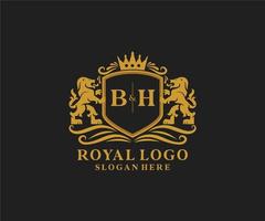 första bh brev lejon kunglig lyx logotyp mall i vektor konst för restaurang, kungligheter, boutique, Kafé, hotell, heraldisk, Smycken, mode och Övrig vektor illustration.