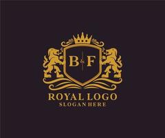 första bf brev lejon kunglig lyx logotyp mall i vektor konst för restaurang, kungligheter, boutique, Kafé, hotell, heraldisk, Smycken, mode och Övrig vektor illustration.