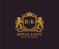 Anfangsbuchstabe bk lion royal Luxus-Logo-Vorlage in Vektorgrafiken für Restaurant, Lizenzgebühren, Boutique, Café, Hotel, heraldisch, Schmuck, Mode und andere Vektorillustrationen. vektor