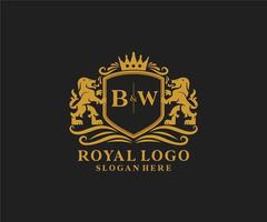 Initial bw Letter Lion Royal Luxury Logo Vorlage in Vektorgrafiken für Restaurant, Lizenzgebühren, Boutique, Café, Hotel, heraldisch, Schmuck, Mode und andere Vektorillustrationen. vektor