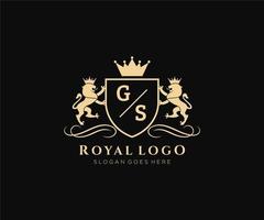 Initiale gs Brief Löwe königlich Luxus heraldisch, Wappen Logo Vorlage im Vektor Kunst zum Restaurant, Königtum, Boutique, Cafe, Hotel, heraldisch, Schmuck, Mode und andere Vektor Illustration.