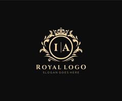 första ia brev lyxig varumärke logotyp mall, för restaurang, kungligheter, boutique, Kafé, hotell, heraldisk, Smycken, mode och Övrig vektor illustration.
