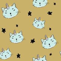 süß Katze Caticorn oder Kätzchen Einhorn Vektor nahtlos Muster. kawaii Katze Einhorn mit Lutscher. isoliert Vektor Illustration zum Kinder Design Drucke, Poster, T-Shirts, Aufkleber,