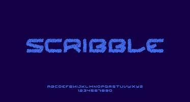 hellblauer Scribble-Texteffekt im dunkelblauen Hintergrund vektor