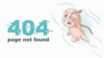 Error 404 Seite nicht gefunden komisch farbig wenig Mann Chibi mit ein gebrochen Draht Illustration zum Design Design vektor