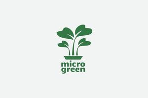 microgreen logotyp med vegetabiliska groddar som de ikon. vektor