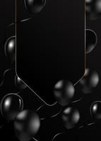 svart ballonger bakgrund med ram och svart ballonger. modern design.universell vektor bakgrund för affisch, banderoller, flygblad, kort