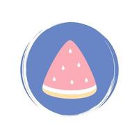 Wassermelone Scheibe Symbol Logo Vektor Illustration auf Kreis mit Bürste Textur zum Sozial Medien Geschichte Markieren